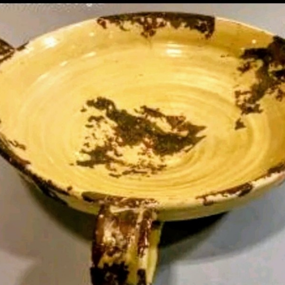Large Tuscan Fortunata Pottery Ceramic Centerpiece Bowl Twisted Handles Italy